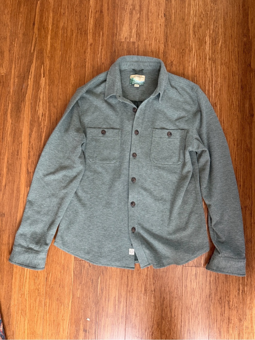 Marine Layer Heathered Teal Button-Up Shirt Jacket